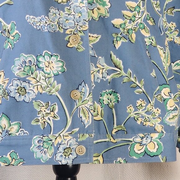 Appleseed's Petite Cotton Canvas Short Waisted Blue Grey Floral Jacket Size 18P - Picture 3 of 16